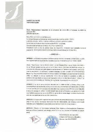 ARR 2023-03-02-18 REGLEMENTATION TEMPORAIRE DE LA CIRCULATION DU CENTRE VILLE A L'OCCASION DU CARNAVAL 2023