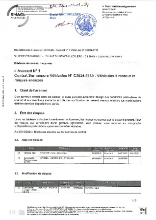 DEC2024-11-07-54 AVENANT N.1 AU CONTRAT VEHICULES A MOTEURS SMACL-CONTRAT 2024 LOT 3