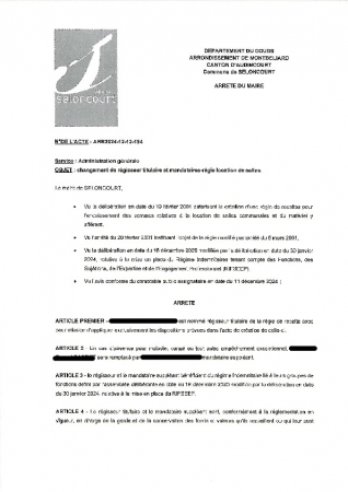 ARR2024-12-12-194 Arrêté de désignation régisseur titulaire régie de recettes location de salles