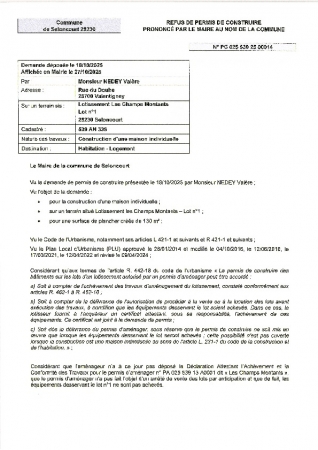 PC 25 00014 NEDEY Valère DEFAVORABLE